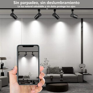 Foto 3 | Foto 3 | Lámpara De Riel Dirigible Led 30w 4 Spots 6000k Luz Frío 2m Eo Safe Imports Esi-23031 Negro