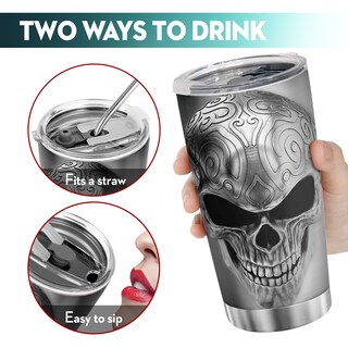 Foto 5 | Foto 5 | Vaso Oasisdream Oasisdream De Acero Inoxidable De 600 Ml Con Estampado De Calaveras
