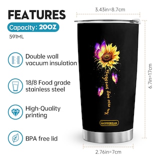 Foto 2 | Foto 2 | Taza De Café Oasisdream 600 Ml Acero Inoxidable Diseño De Girasol