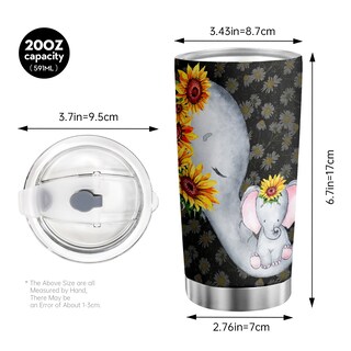 Foto 2 | Foto 2 | Vaso De Viaje Oasisdream De 600 Ml Con Tapa Con Estampado De Elefantes - Venta Internacional.