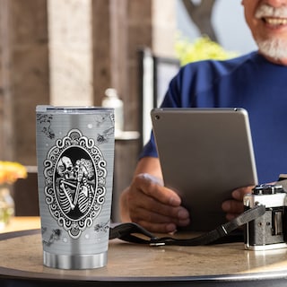 Foto 6 | Foto 6 | Taza Tumbler Oasisdream De Acero Inoxidable De 600 Ml Con Estampado De Calaveras - Venta Internacional.
