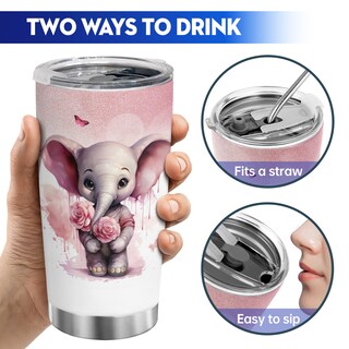 Foto 5 | Foto 5 | Taza Tumbler Oasisdream De Acero Inoxidable De 600 Ml Con Estampado De Elefantes - Venta Internacional.