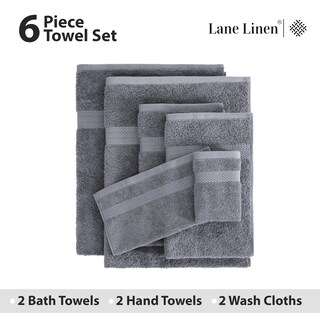 Foto 4 | Foto 4 | Juego De Toallas De Baño Lane Linen 100% Algodón 6 Unidades Color Gris Frío - Venta Internacional.