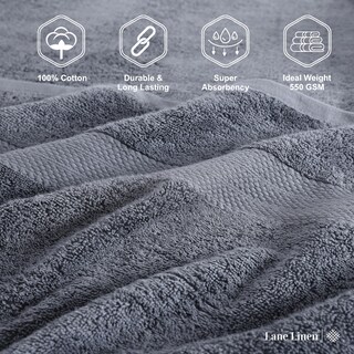 Foto 6 | Foto 6 | Juego De Toallas De Baño Lane Linen 100% Algodón 6 Unidades Color Gris Frío - Venta Internacional.