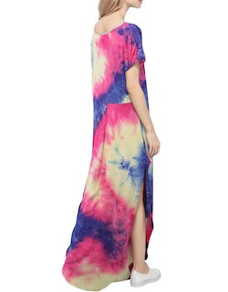 Foto 3 | Foto 3 | Vestido A Juego Con Cuello En V Casual Holgado Manga Corta Maxi Con Bolsillo - Venta Internacional.