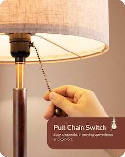 Foto 3 | Foto 3 | Lámpara de Mesa Edishine Mid Century Pull Chain Switch Wood - Venta Internacional