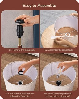 Foto 5 | Foto 5 | Lámpara de Mesa Edishine Mid Century Pull Chain Switch Wood - Venta Internacional