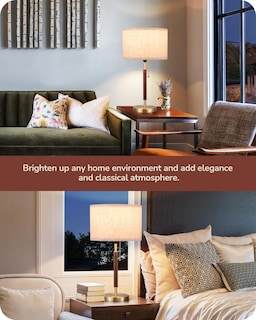 Foto 7 | Foto 7 | Lámpara de Mesa Edishine Mid Century Pull Chain Switch Wood - Venta Internacional