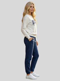 Foto 4 | Foto 4 | Conjunto Sudadera Estampada y Pants Azul Casual Cálido para Mujer