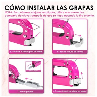Foto 3 | Foto 3 | Engrapadora Belug Tipo Pistola Para Tapiceria 3 En 1 900 Grapas Rosa