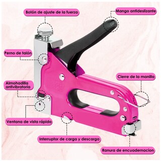 Foto 4 | Foto 4 | Engrapadora Belug Tipo Pistola Para Tapiceria 3 En 1 900 Grapas Rosa
