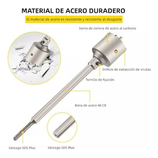 Foto 4 | Foto 4 | 10 Brocas Lab.g Pasamuros Sacabocas Sds Plus/max 35-110mm Concreto Plata