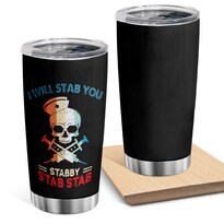 Taza Tumbler Oasisdream De Acero Inoxidable De 600 Ml Con Estampado De Calaveras