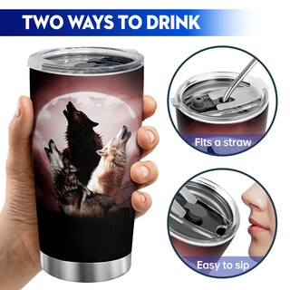 Foto 5 | Foto 5 | Vaso Oasisdream De Acero Inoxidable De 600 Ml Con Estampado De Lobos