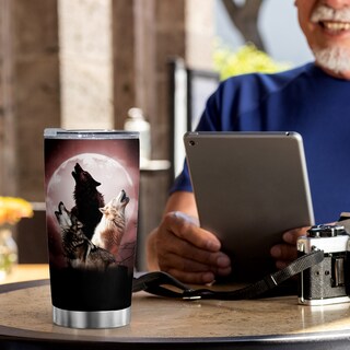 Foto 6 | Foto 6 | Vaso Oasisdream De Acero Inoxidable De 600 Ml Con Estampado De Lobos