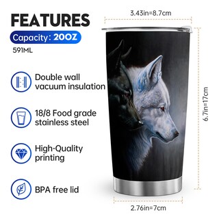Foto 2 | Foto 2 | Taza De Café Tumbler Oasisdream De 600 Ml Con Estampado De Lobos - Venta Internacional.