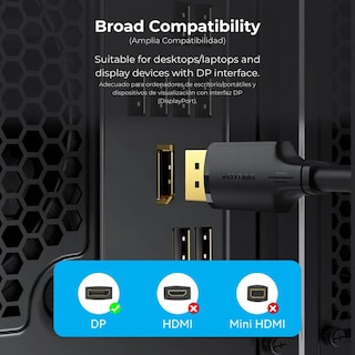Foto 5 | Foto 5 | Cable Displayport Vention 1m 4k Hd 60hz Chapeado Oro