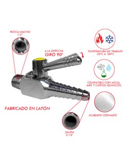 Foto 6 | Foto 6 | Válvula Espiga 1/2 Mindejal Llavalesp Latón Cromado Tipo Capfce