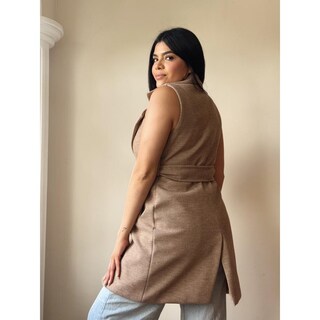 Foto 3 | Foto 3 | Chaleco Largo Paño Beige