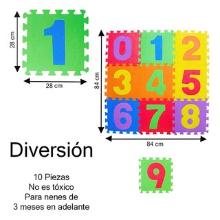 Foto 5 | Foto 5 | Tapete De Foamy Armable De Numeros Multicolor 10 Piezas