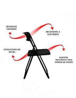 Foto 6 | Foto 6 | Silla Plegable Mindejal Silplen Metal Y Plástico Negro