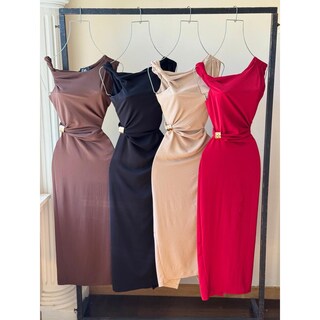 Foto 4 | Foto 4 | Vestido Un Hombro Con Broche Rojo