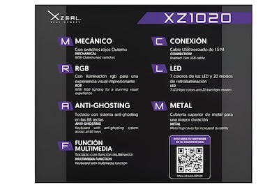 Foto 5 | Foto 5 | Teclado Gamer Teclado Mecánico Mx Red Alámbrico Usb Español Xzeal Xz1020 Led Negro