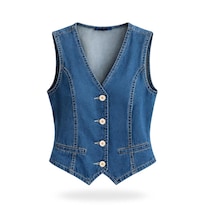 Chaleco Escote V De Mezclilla Azul