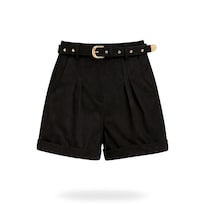 Short Con Cinturón De Gamuza Negro