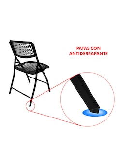Foto 3 | Foto 3 | Silla Perforada 6pz Mindejal Silper6 Metal Y Plástico Negro