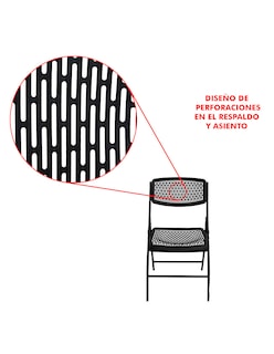 Foto 5 | Foto 5 | Silla Perforada 6pz Mindejal Silper6 Metal Y Plástico Negro