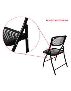 Foto 6 | Foto 6 | Silla Perforada 6pz Mindejal Silper6 Metal Y Plástico Negro