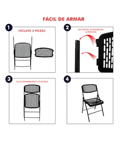 Foto 7 | Foto 7 | Silla Perforada 6pz Mindejal Silper6 Metal Y Plástico Negro