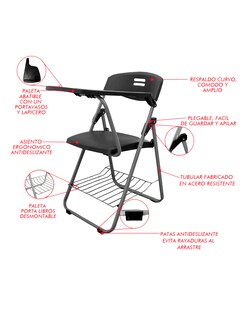 Foto 3 | Foto 3 | Pupitre Butaca Mindejal Pupin0 Metal Y Plástico Negro