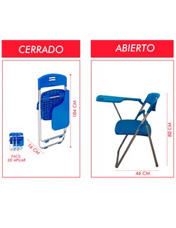 Foto 3 | Foto 3 | Pupitre Butaca Mindejal Pupin0 Metal Y Plástico Azul