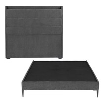 Cabecera Trinity Wing Color Dark Grey + Base Cama Slim Individual