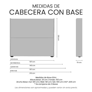 Foto 6 | Foto 6 | Cabecera Trinity Wing Color Steel Blue + Base Cama Slim Matrimonial