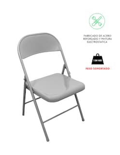 Foto 3 | Foto 3 | Silla Plegable Gris 10pz Mindejal Silpleg1 Metal Gris Con Regatones