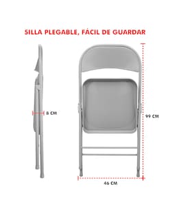 Foto 4 | Foto 4 | Silla Plegable Gris 10pz Mindejal Silpleg1 Metal Gris Con Regatones