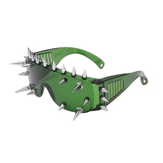 Foto 1 | Foto 1 | Gafas De Fiesta Con Visera Verde Con Pinchos Gafas Punk Futuristas - Venta Internacional.