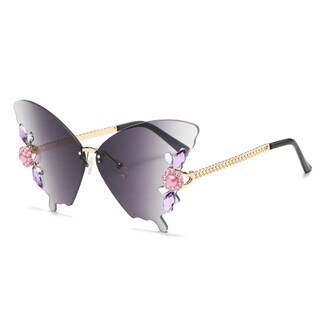 Foto 1 | Foto 1 | Gafas Sin Montura Con Forma De Mariposa Con Diamantes De Imitación Lente Degradada De 63 Mm - Venta Internacional.