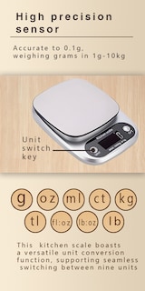 Foto 7 | Foto 7 | Báscula De Cocina Digital De 3 Kg/0 1 G Con Plataforma Metálica Plateada - Venta Internacional.