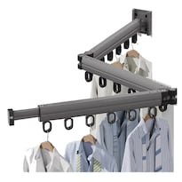 Tendedero Retráctil Plegable Tríptico Con 18 Ganchos Tendedero De Ropa 1.2 M Eo Safe Imports Esi-23141 Gris