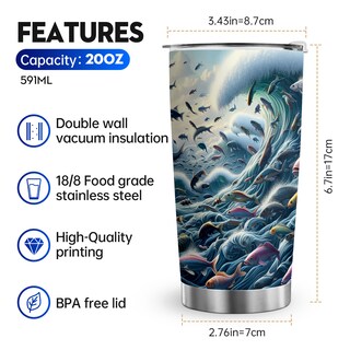 Foto 2 | Foto 2 | Taza De Café Travel Tumbler Oasisdream De 600 Ml Con Estampado De Peces - Venta Internacional.