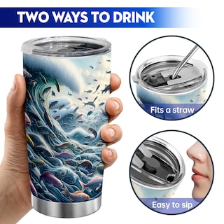 Foto 5 | Foto 5 | Taza De Café Travel Tumbler Oasisdream De 600 Ml Con Estampado De Peces - Venta Internacional.