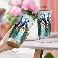Taza Tumbler Oasisdream De Acero Inoxidable 600 Ml Con Estampado De Pavo Real - Venta Internacional.