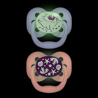 Foto 4 | Foto 4 | Set 2 Chupones Dr Brown's Advantage Glow In The Dark 0-6 Brilla En La Obscuridad Niña Nocturno Rosa Y Morado