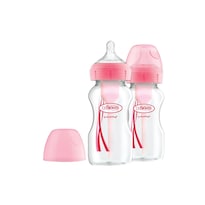 Dr Brown's Options+ 2 Biberones Rosas De Cuello Ancho De 9 Oz 0m+ Nivel 1