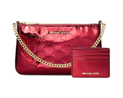 Foto 2 | Foto 2 | Set De Bolsa Y Tarjetero Michael Kors Jet Set Medium Metallic Logo 35f5ggzd6o Rojo