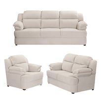 Sala Trinity Kendra Color Crema 3 Piezas ( Sofá Love Seat Y Sillón)